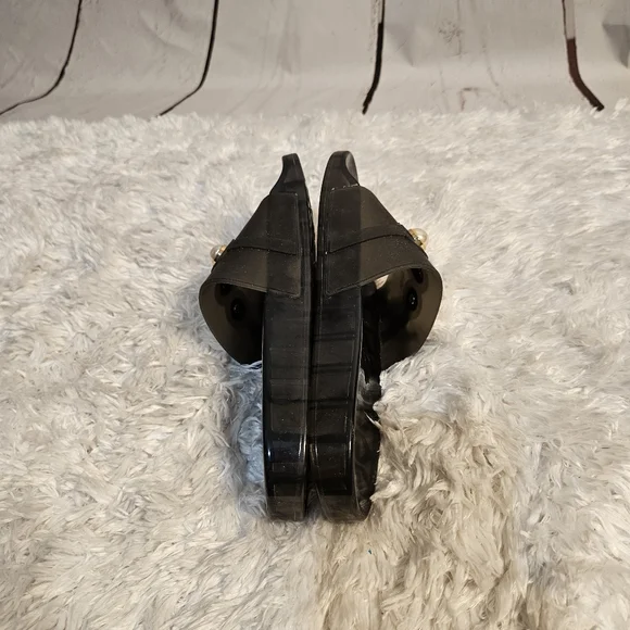 Karl Lagerfeld Paris Black Pearl Embellished Slides‎ Sandals Womens - Picture 5 of 10